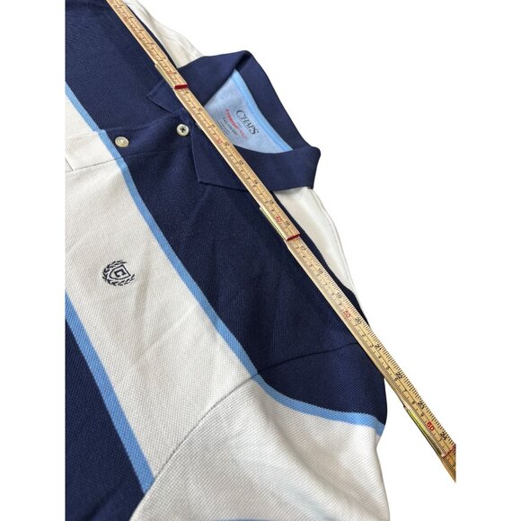 Chaps Mens Everyday Polo Shirt Blue & White Stripes XXL 100% Cotton - Picture 8 of 11